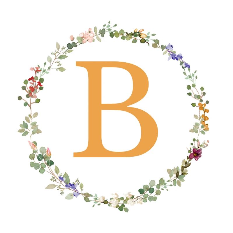 B Monogramm, Blumenkranz-Wildblumen