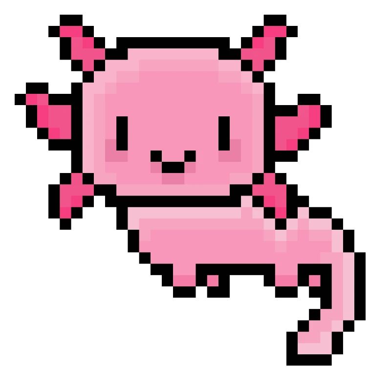 Süßer Pixel-Axolotl – Kawaii Tierdesign