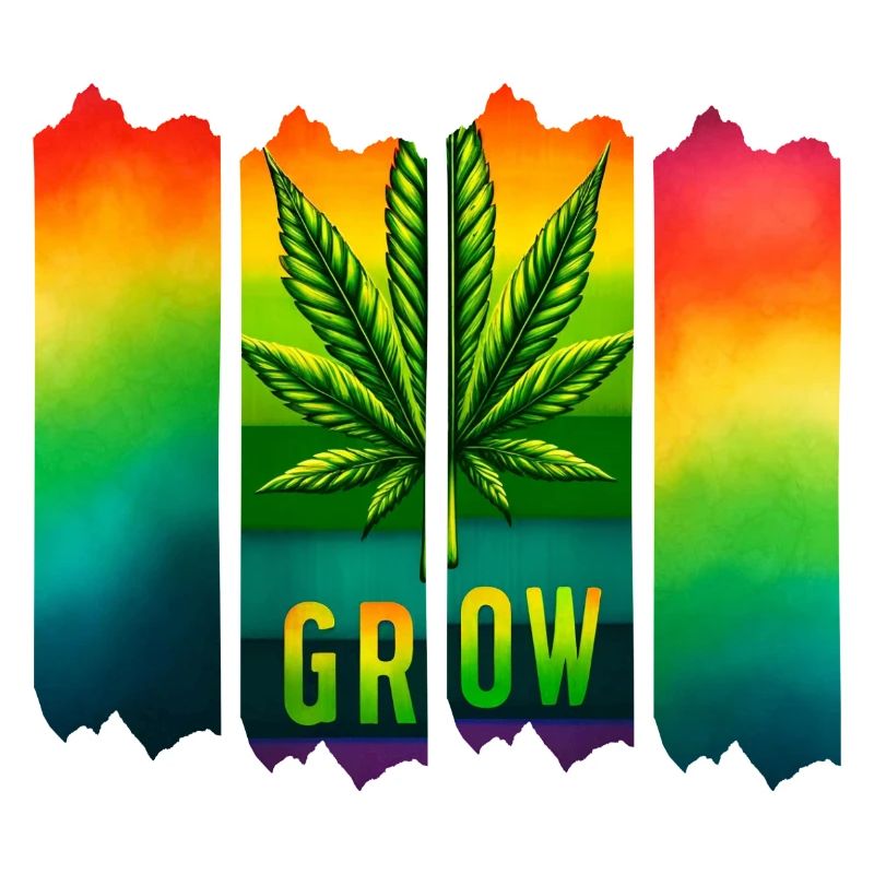 Grow Hanfblatt Brushdesign im Reggae-Stil