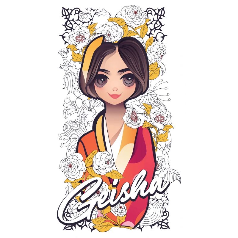 Geisha mit Blumen
