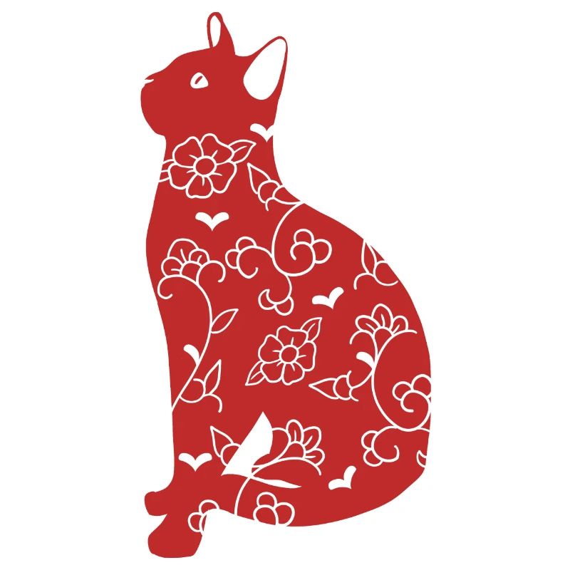 Rote Katze Chinoiserien