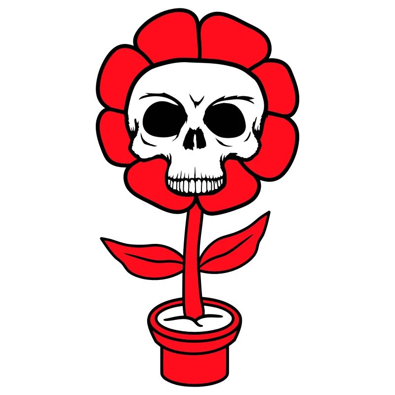 Evil Halloween Flower Skull Skull Horror Pot