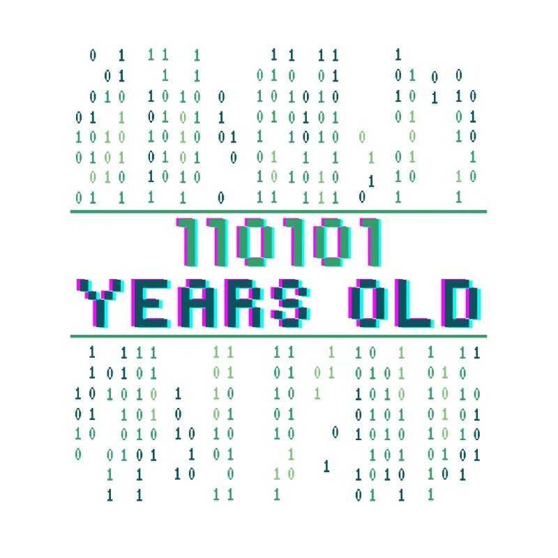 53rd Birthday 53 years old Binary Code Coder