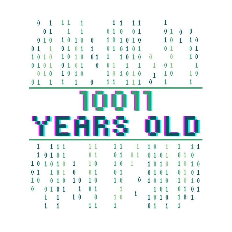 19ème anniversaire 19 ans Code binaire Informatique