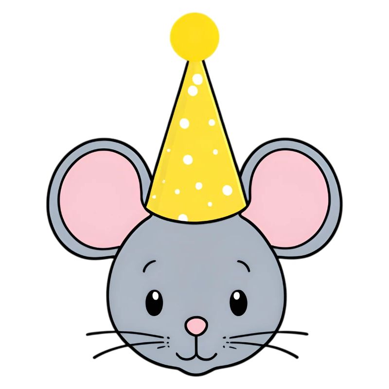 Süße Maus mit Partyhut