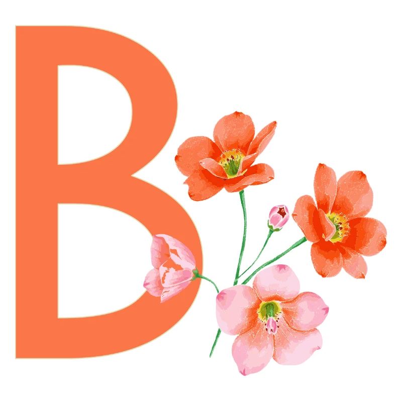 B mit Blumen