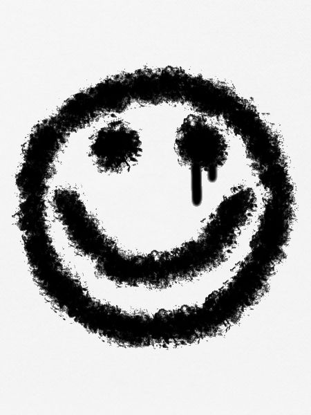 Grinse Smilie schwarz