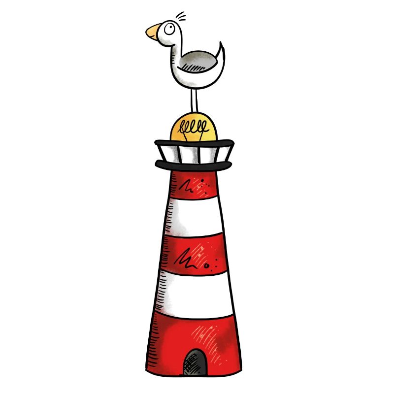 Möwe auf dem Leuchtturm - Nordsee - Geschenk