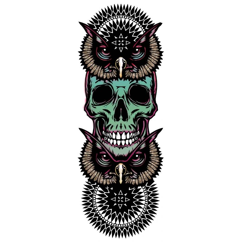 Totenkopf mit Eule