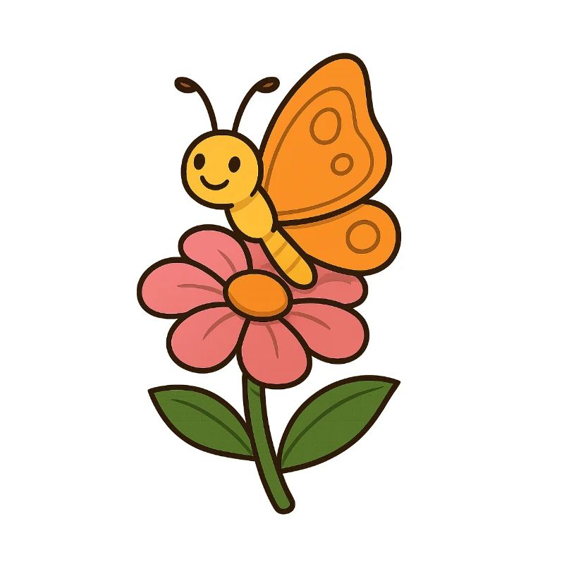 Fröhlicher Schmetterling auf Blumenmotiv