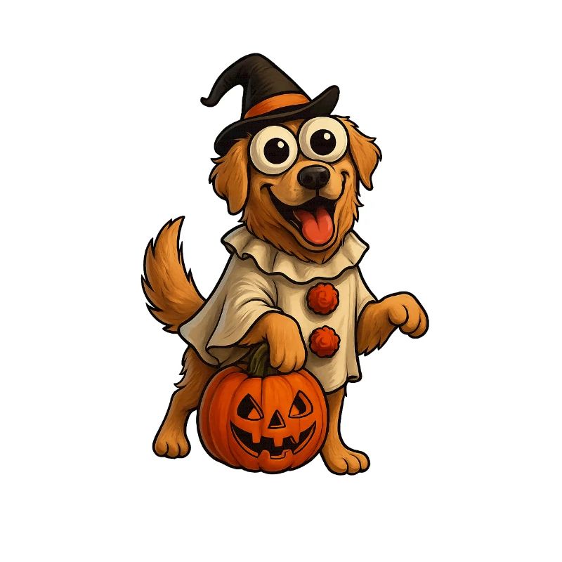 Halloween Hund mit Hexenhut