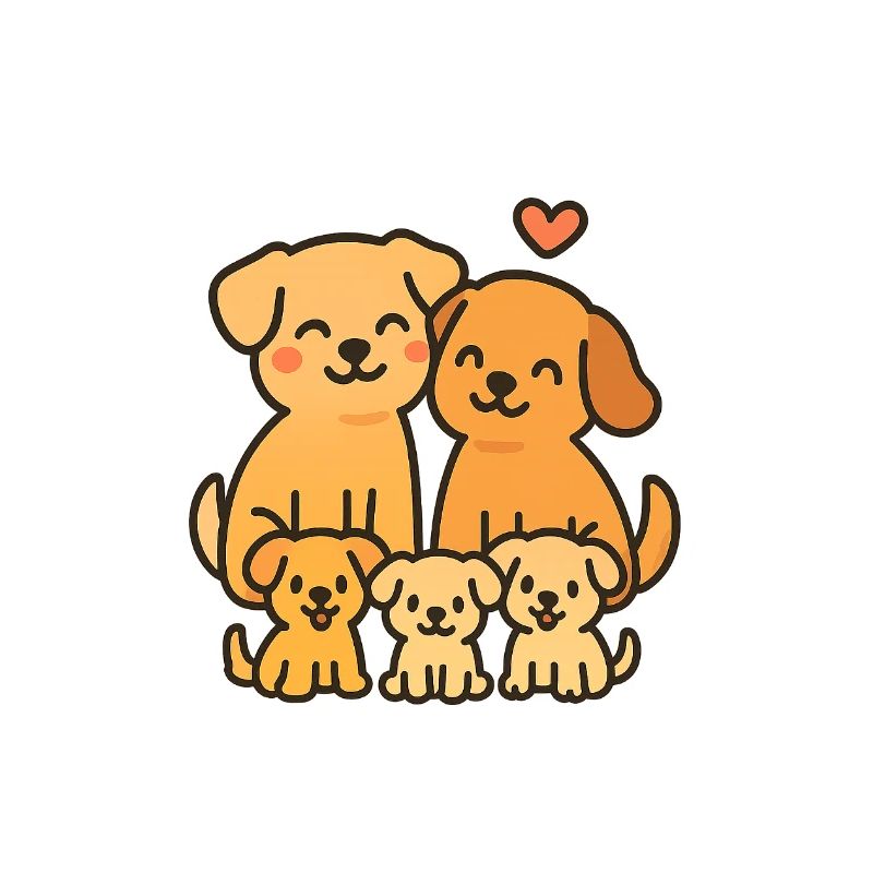 Verspielte Hundefamilie Illustration