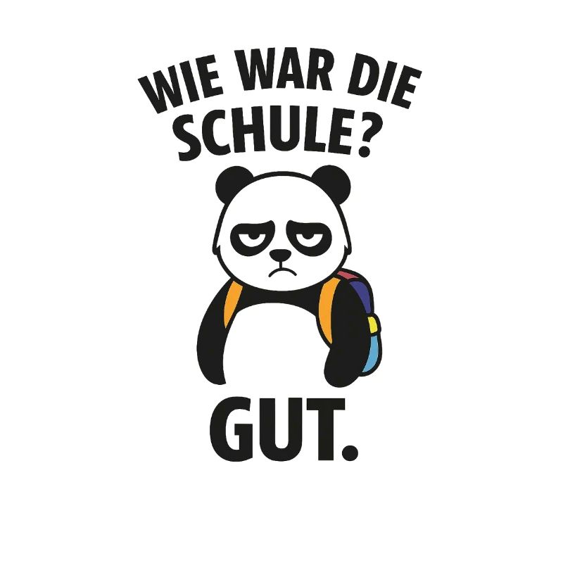 Panda mit Rucksack Schulfrage