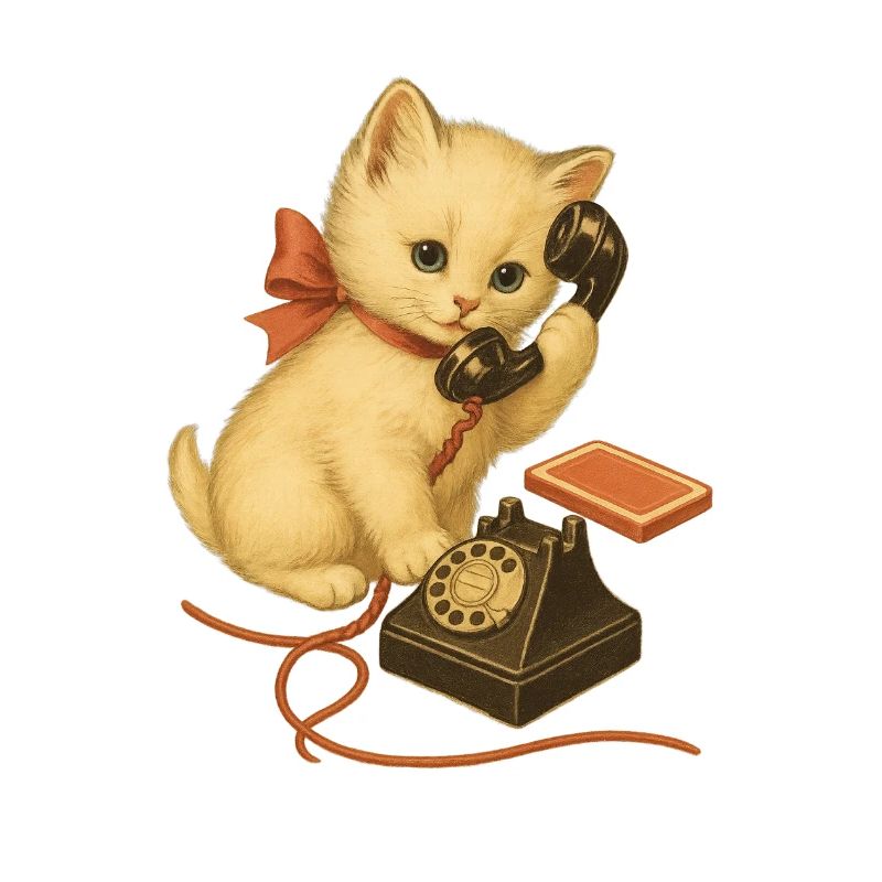 Kätzchen am Telefon Retrolook