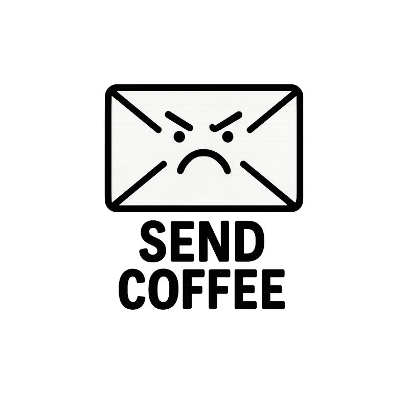 Wütender Brief mit Kaffee