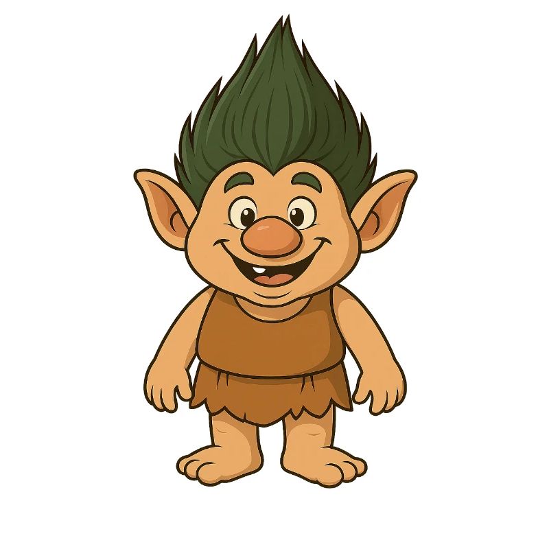 Fröhlicher Waldtroll Cartoon