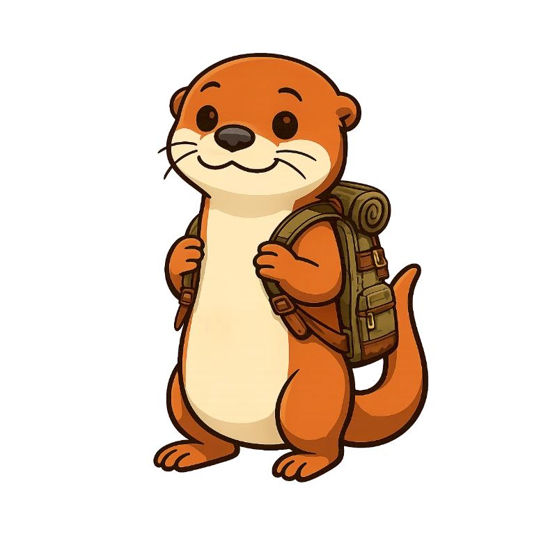 Wandernder Otter mit Rucksack