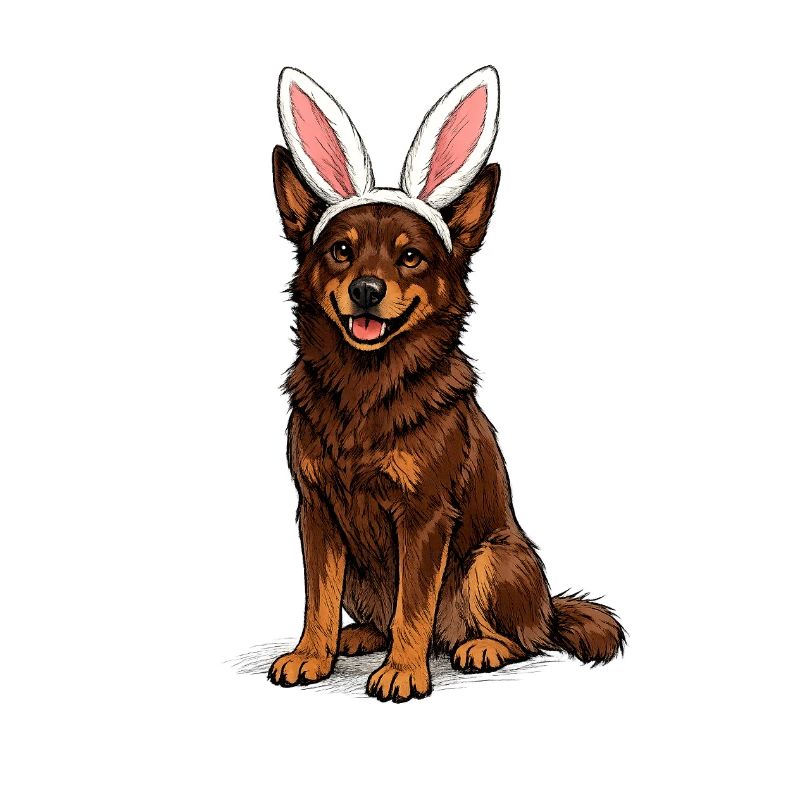Hoppender Hund mit Hasenohren