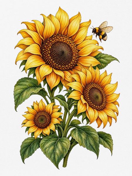 Sonnenblumen mit Hummel Gartenliebe