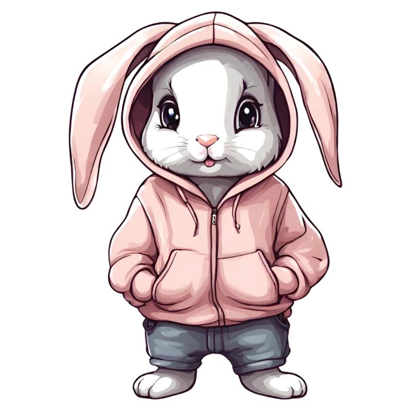 Lapin mignon avec pull hoddie