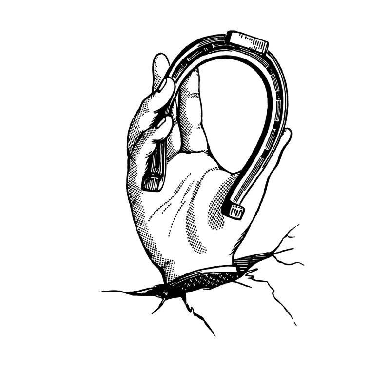 Hand with horseshoe