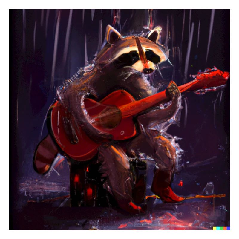 racoon playing guitar