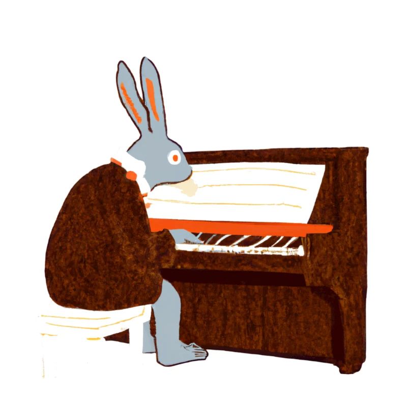 Hase spielt Klavier