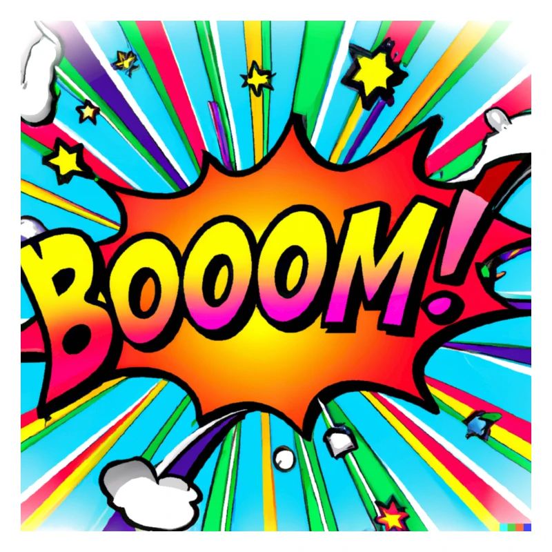 regenbogenstrahl comic style mit kaboom