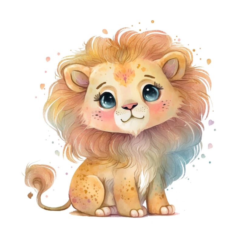 Löwe Aquarell Regenbogen