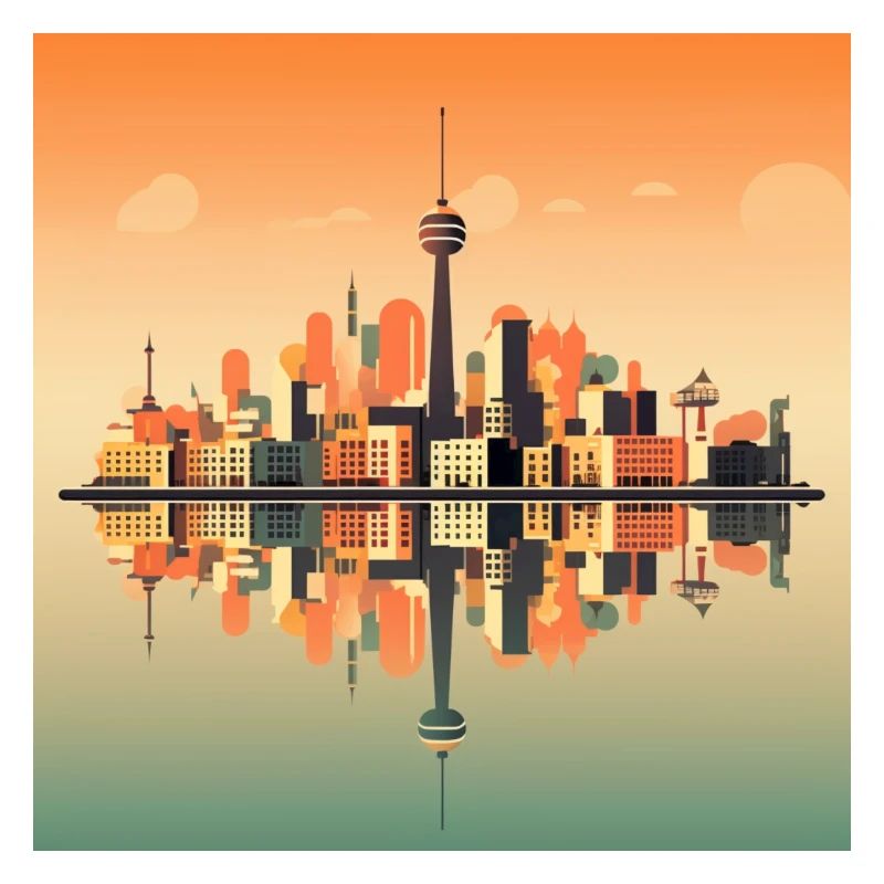 Düsseldorf Skyline Abendrot