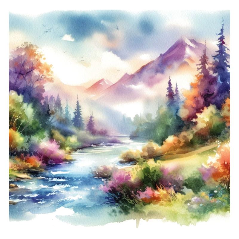 Bunte Aquarell Landschaft