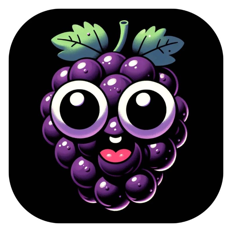 Violet raisin avec les yeux et la bouche dans un style comique