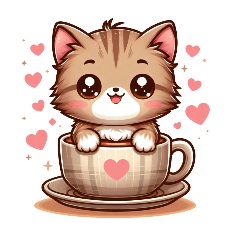 Katze mit Kaffeebecher 2