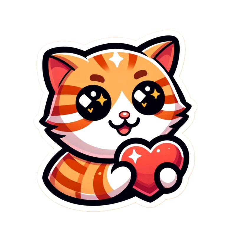 Chat mignon avec un coeur dans les pattes
