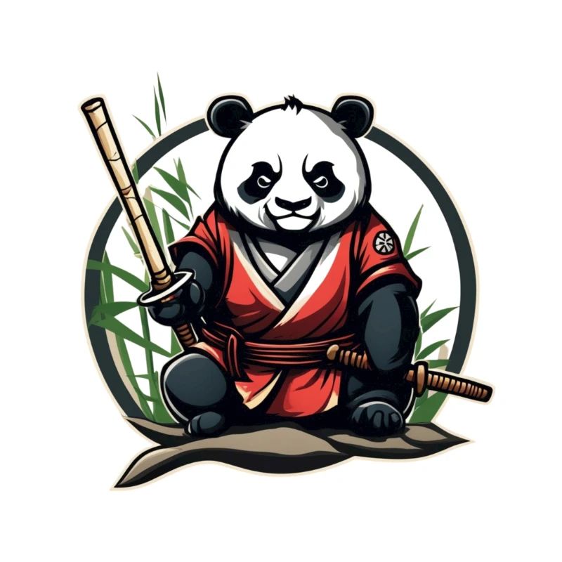 Panda Samouraï dans son jardin