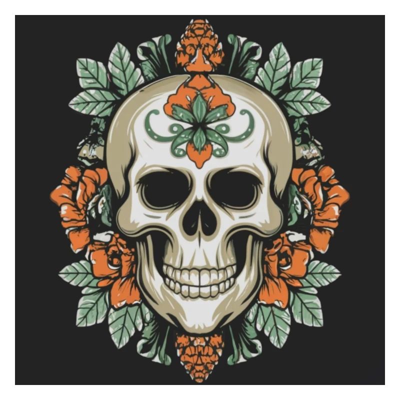 Totenkopf mit Rosen