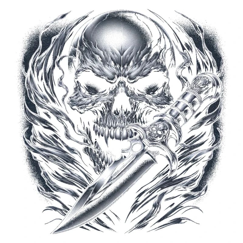 Totenkopf mit Messer