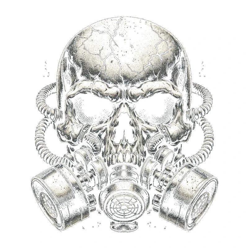 Zerbrochener Schädel mit zwei Filtern