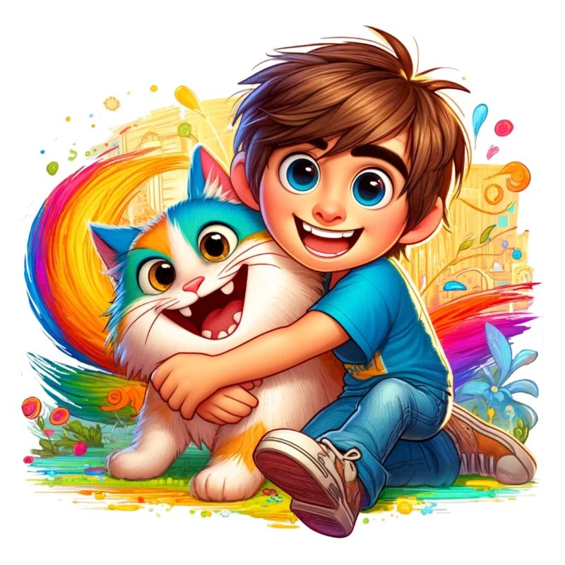 Garçon avec chat mignon