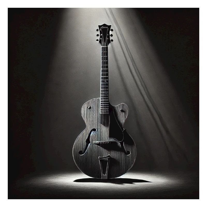 Schwarz-Weiß Gemälde einer E-Gitarre