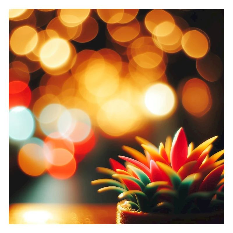 Bunte Sukkulente mit Lichtern