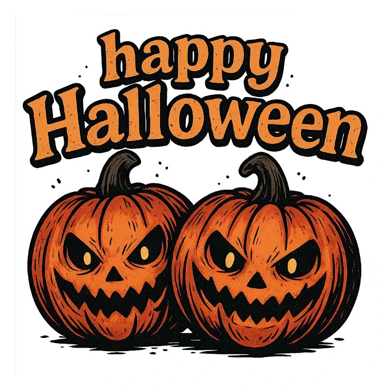 Spooky Halloween pumpkins with evil eye