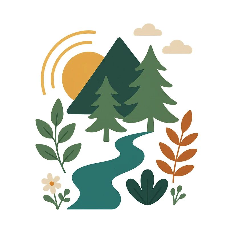 Gelassener Wald Berg Szenendesign