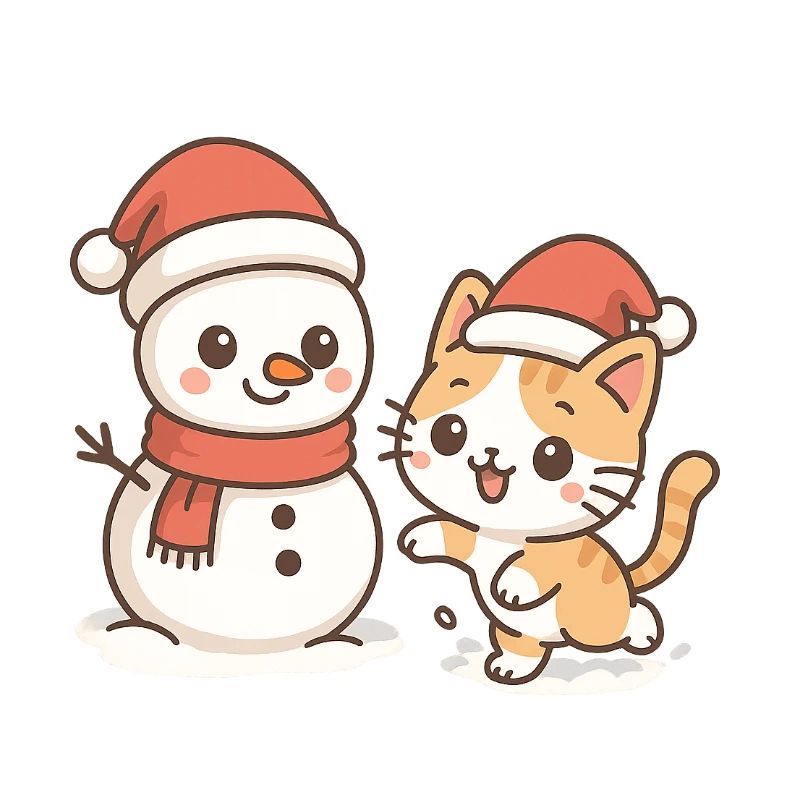 Niedlicher Weihnachts-Katzen-Schneemann