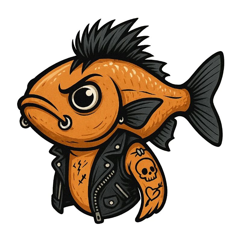 Fisch Punk Illustration Reisfeld-Rocker