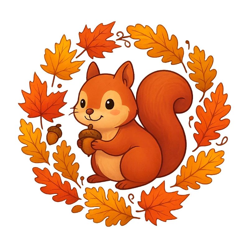 Herbstliches Eichhörnchen im Laubkranz