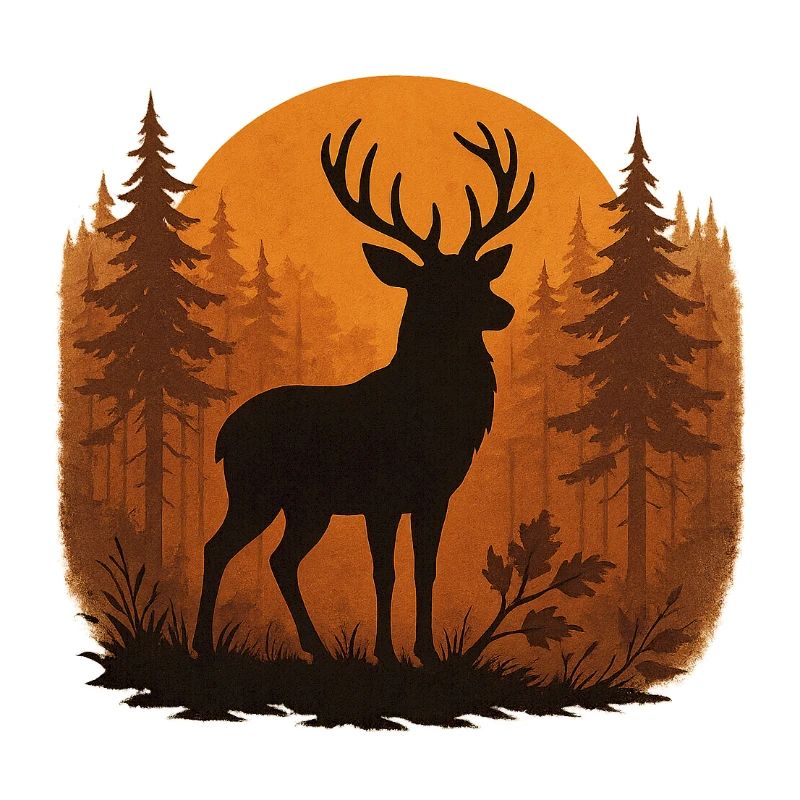 Hirschsilhouette Herbstwald