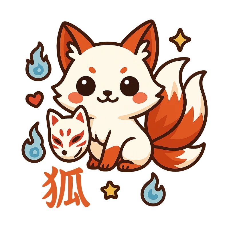 Kitsune Feuerfreund Cartoon