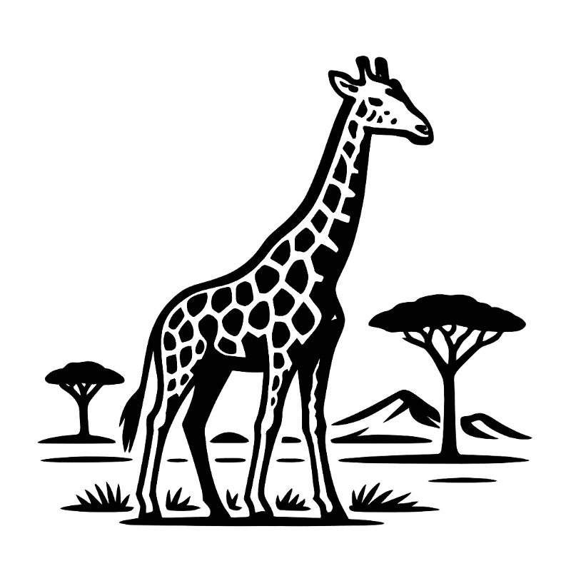 Giraffen-Silhouette im Savannen-Look