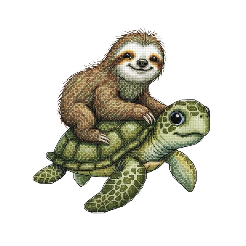 Faultier auf Schildkröte Illustration